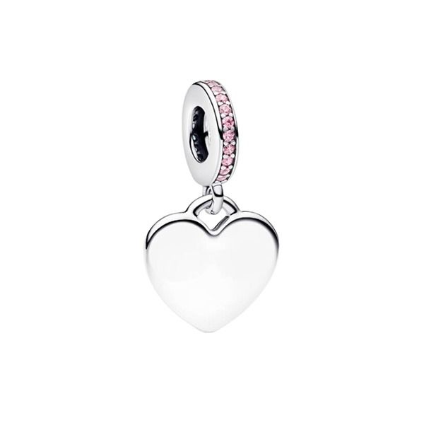 Pandora Engravable Heart Pink Stone Dangle berlock 793926C02