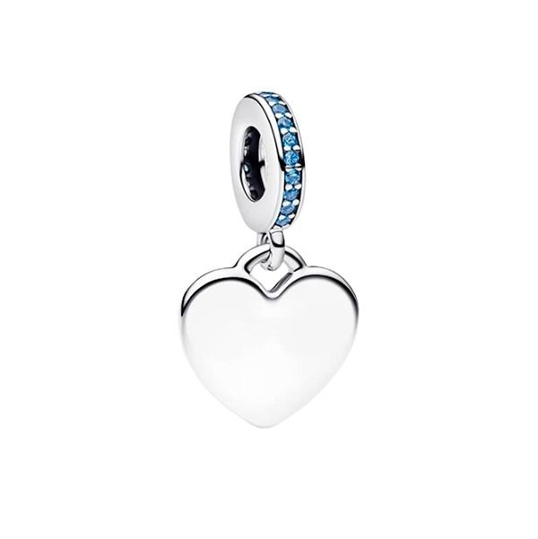 Pandora Engravable Heart Blue Stone Dangle berlock 793926C03