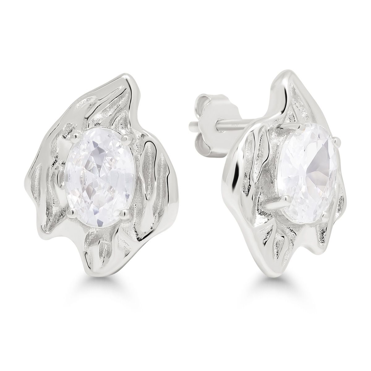 Silberohrringe mit Großem Zirkon E-15239Z