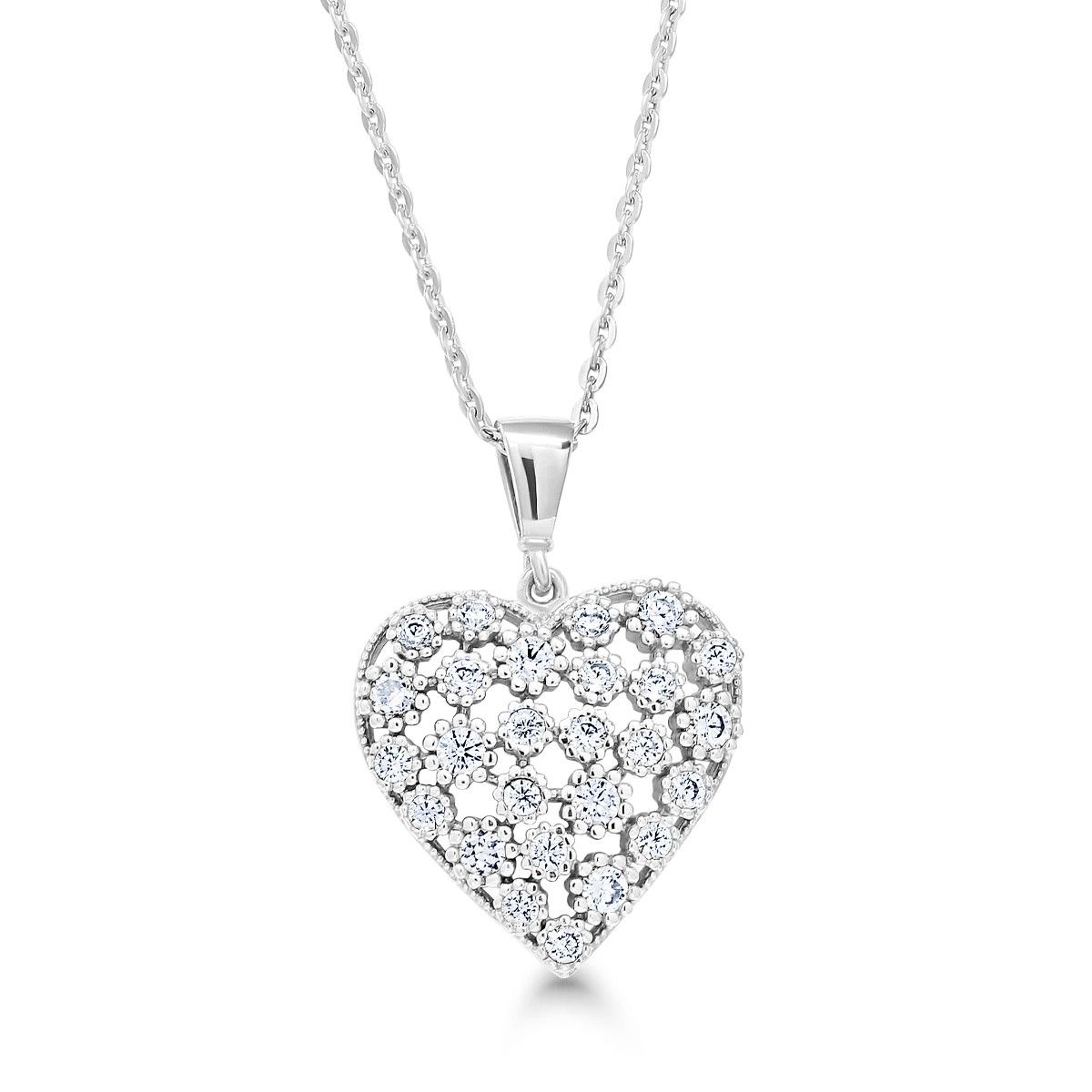 Silver halsband / hjärta BOL-N1256Z/40-45