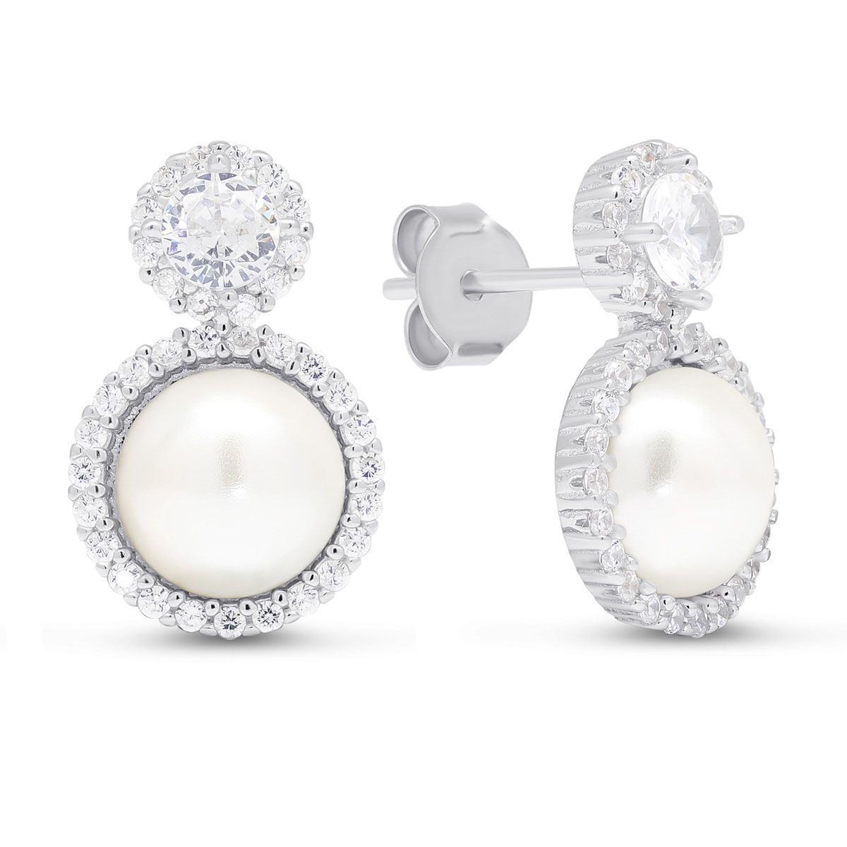 Silberne Perlenohrringe E-11100ZP