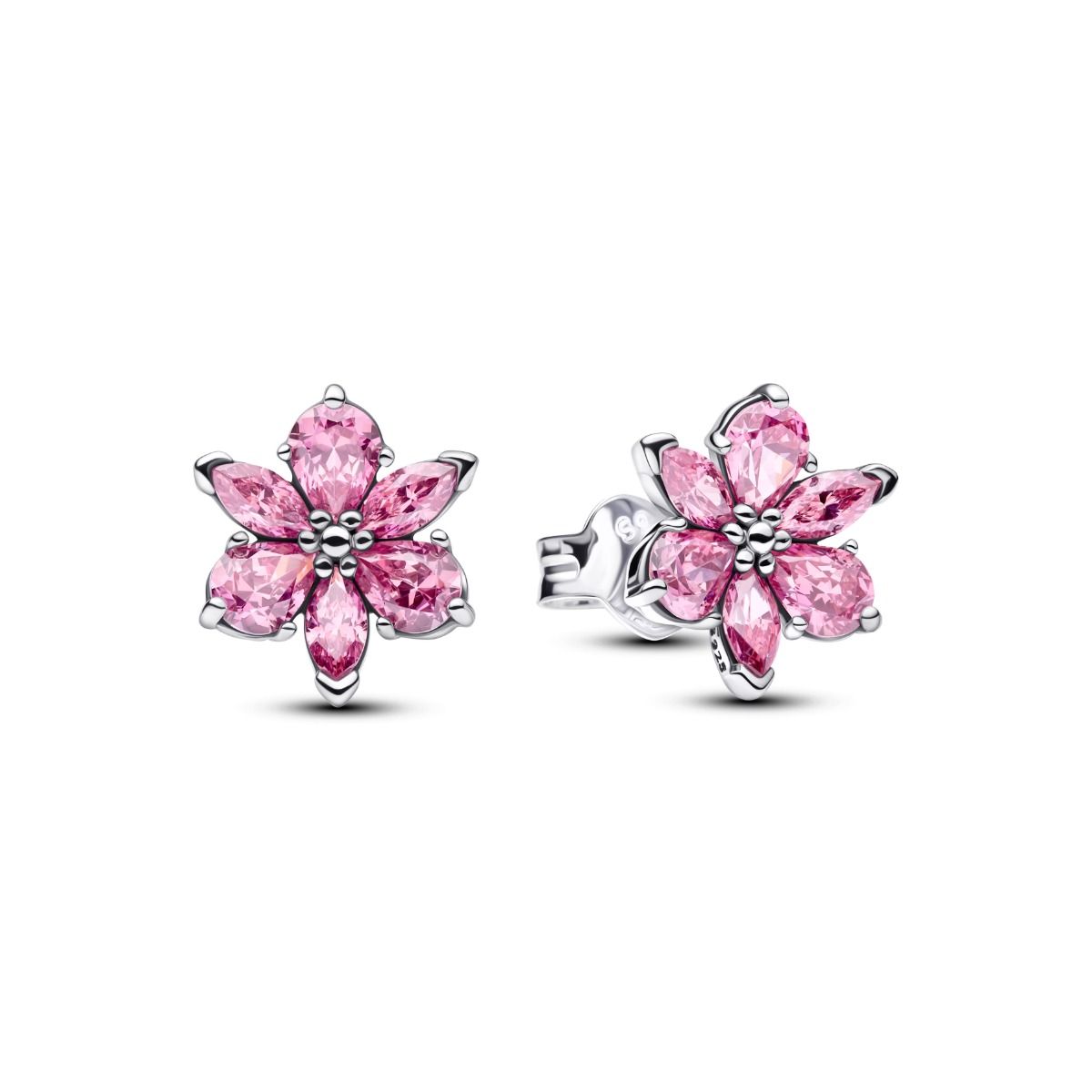 Pandora Herbarium Sparkling Pink Flower Stud örhängen 292633C02