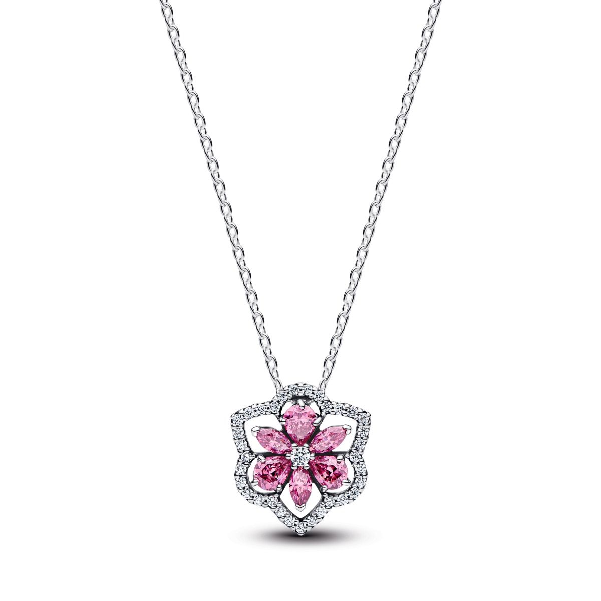 Pandora Herbarium Sparkling Pink Flower Pendant halsband 394576C01-45