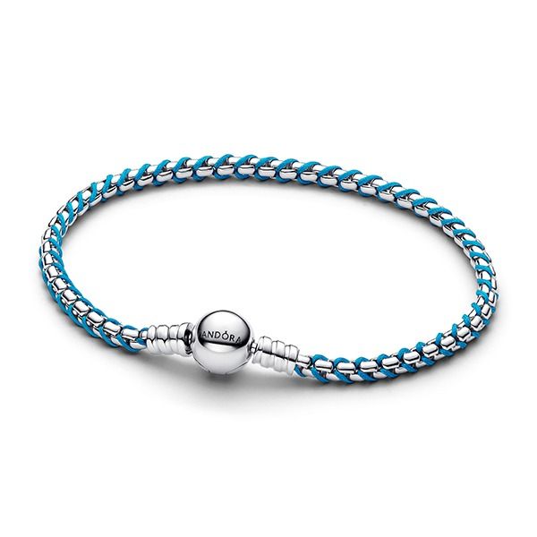 Pandora Blue Cord Box Chain Armband (19 cm) 593816C01