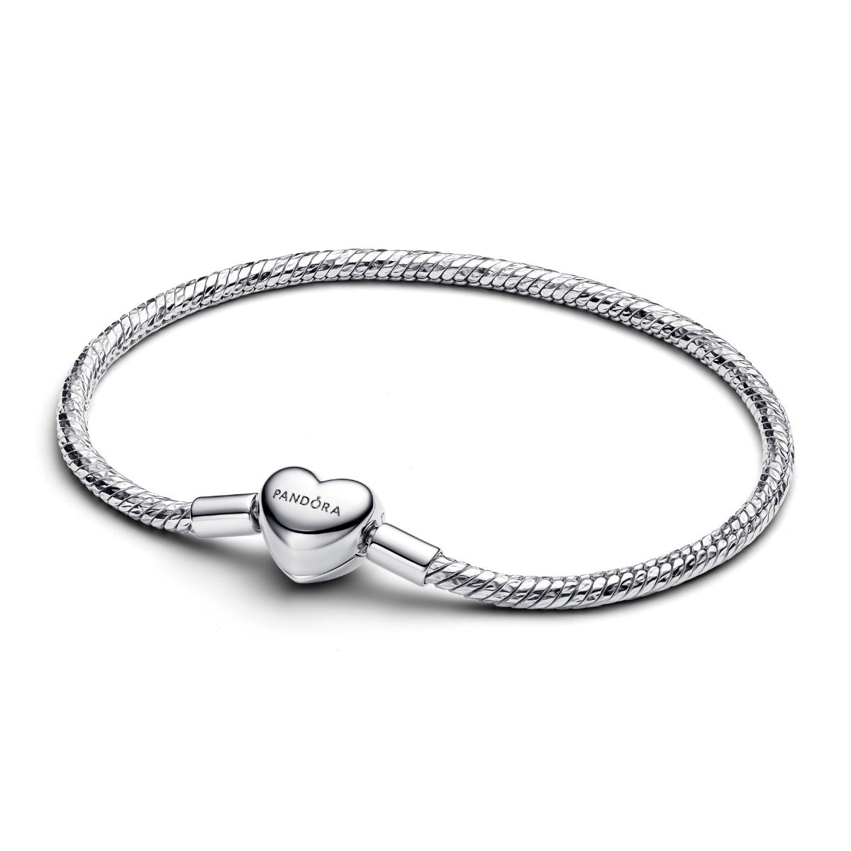 Pandora Heart Clasp Faceted Snake Chain Armband 594236C00