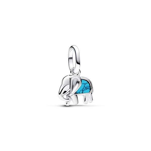 Pandora Turquoise-coloured Elephant Mini Dangle Charm hela 793858C01