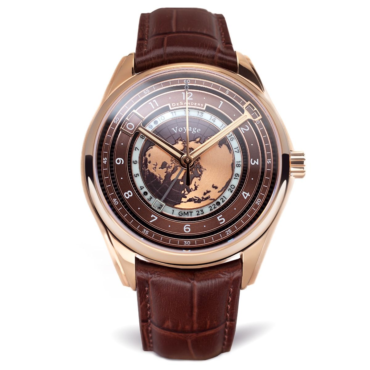 DeSanders Voyage GMT - Rose gold & Root beer