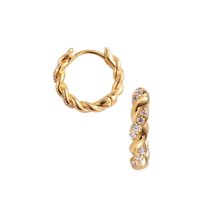 Hopeiset korvakorut / kullattu rengas JD30271/2YG