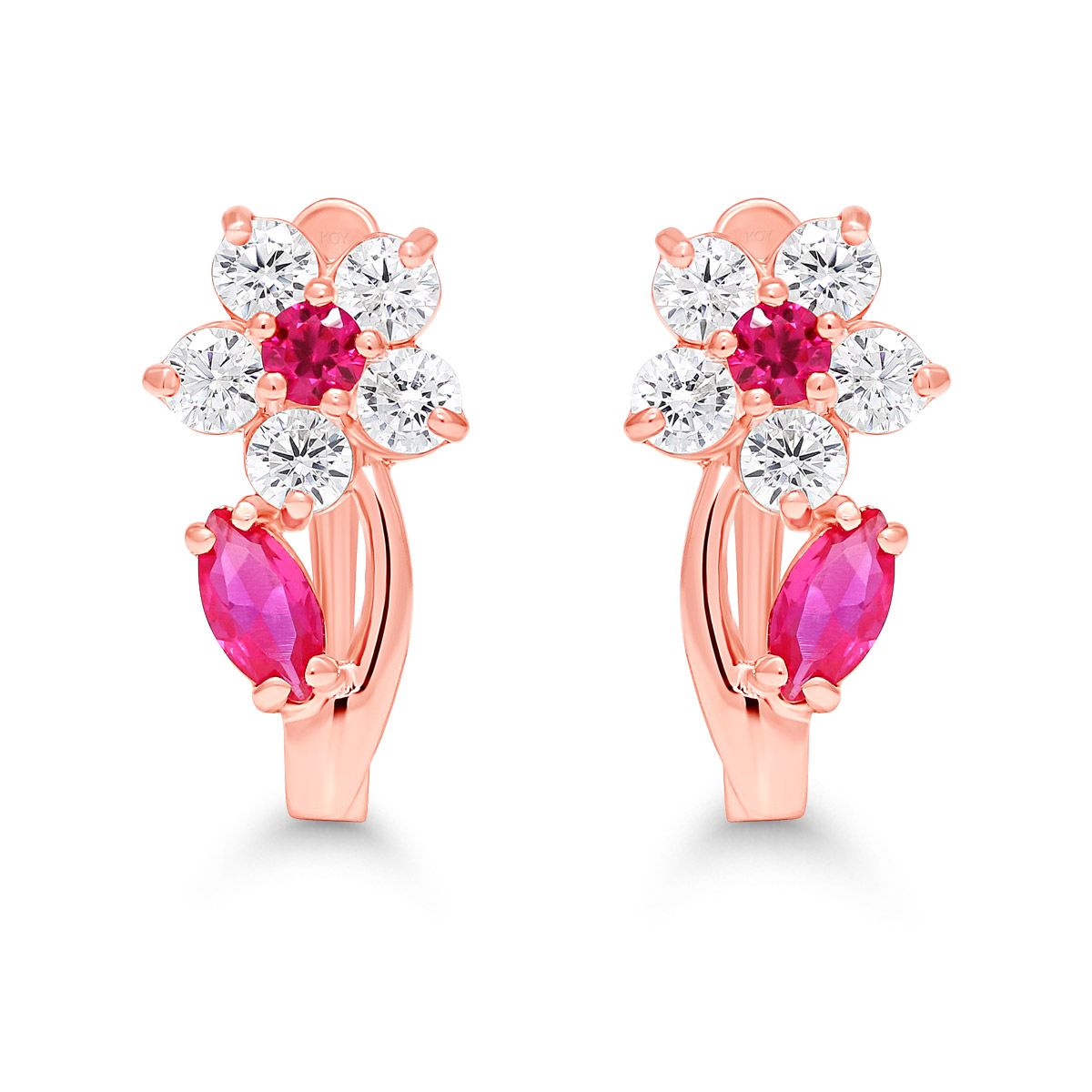 Punakultaiset korvakorut / kukka K-E40808ZpuRG