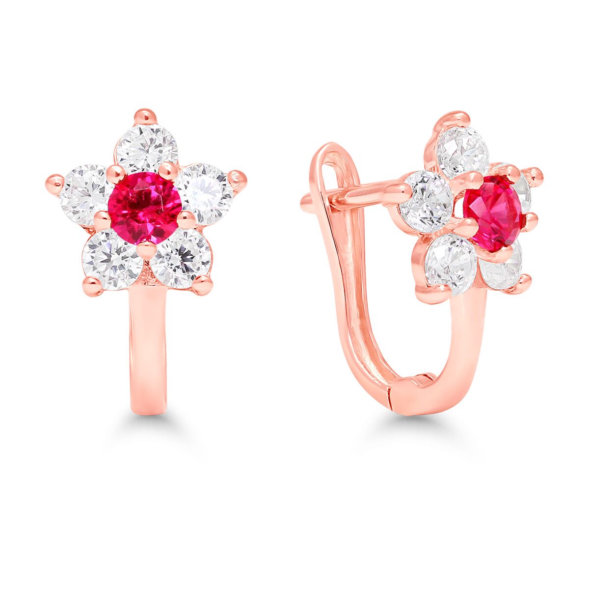 Punakultaiset rengaskorvakorut, kukka K-E42007ZpuRG