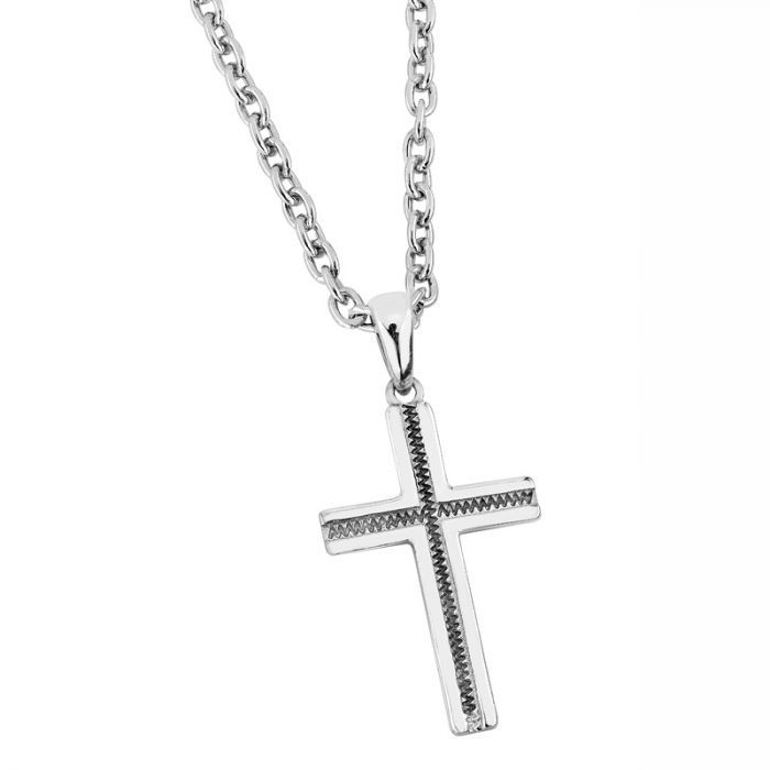 Hopeinen ristikaulakoru M204501-RH + 45+5CM CHAIN