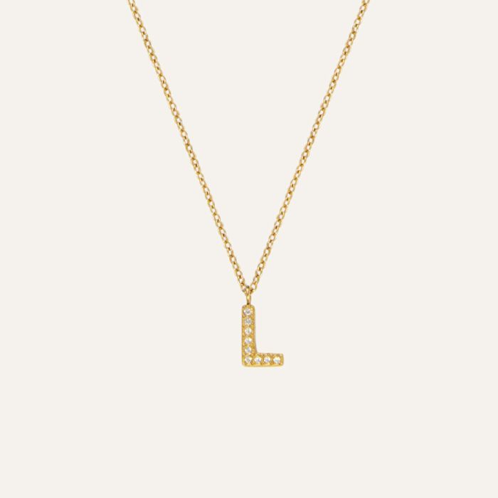 Mockberg Petite Stone Letter, L Halskette MB0082
