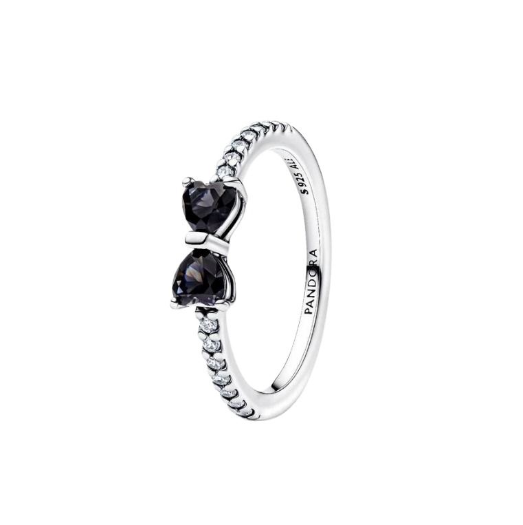 Pandora Sparkling Black Bow sormus 193510C03