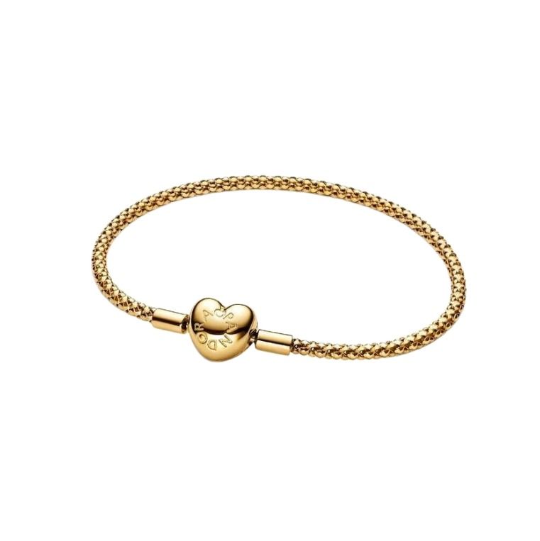 Pandora Heart Clasp Studded Chain Armband 563811C00