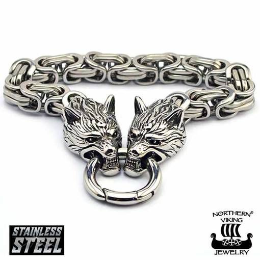 Northern Viking Jewelry Byzantine Wolf Head Rannekoru 22 cm NVJRA015