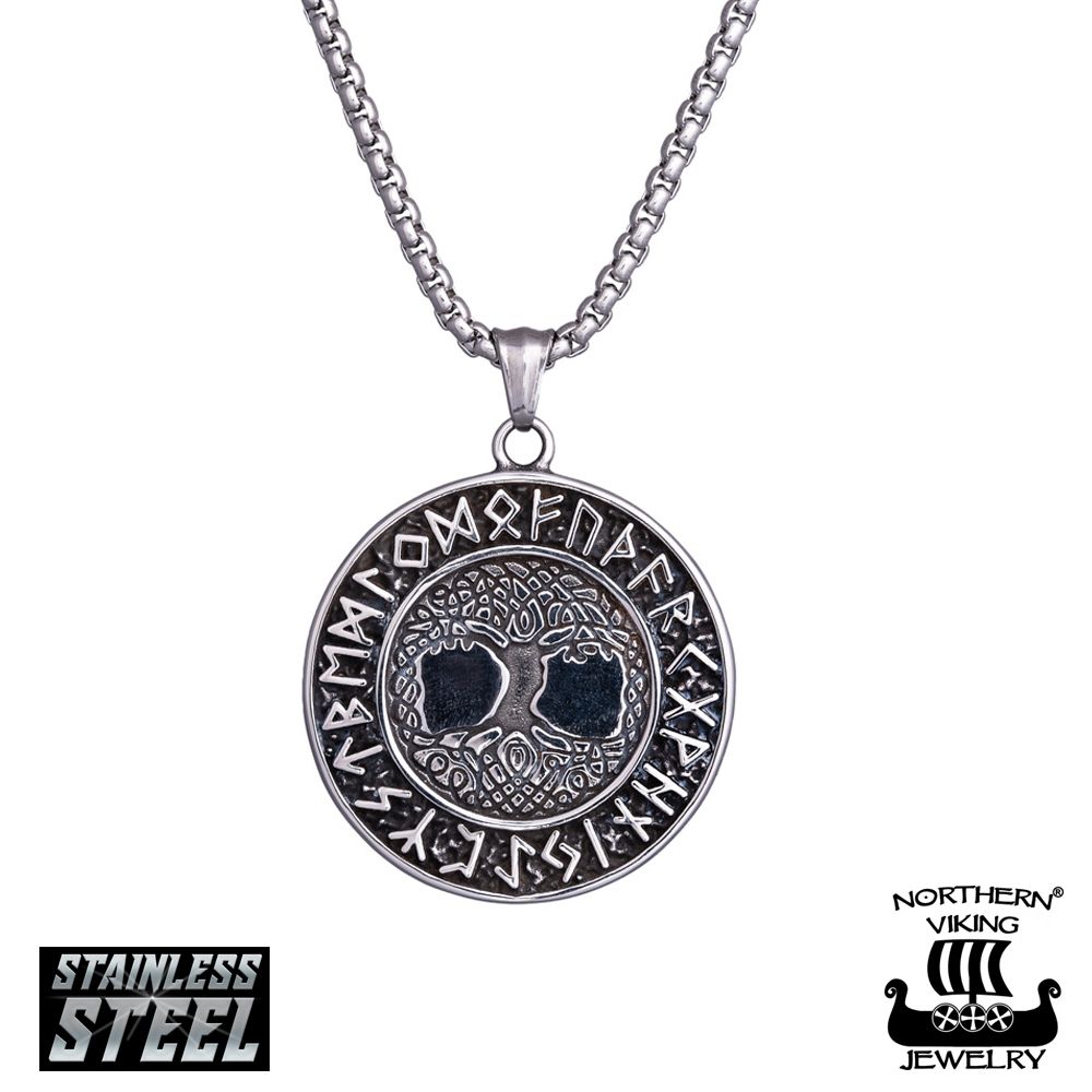 Northern Viking Jewelry Tree Of Life Helm Of Awe kaulakoru 55cm NVJRS127