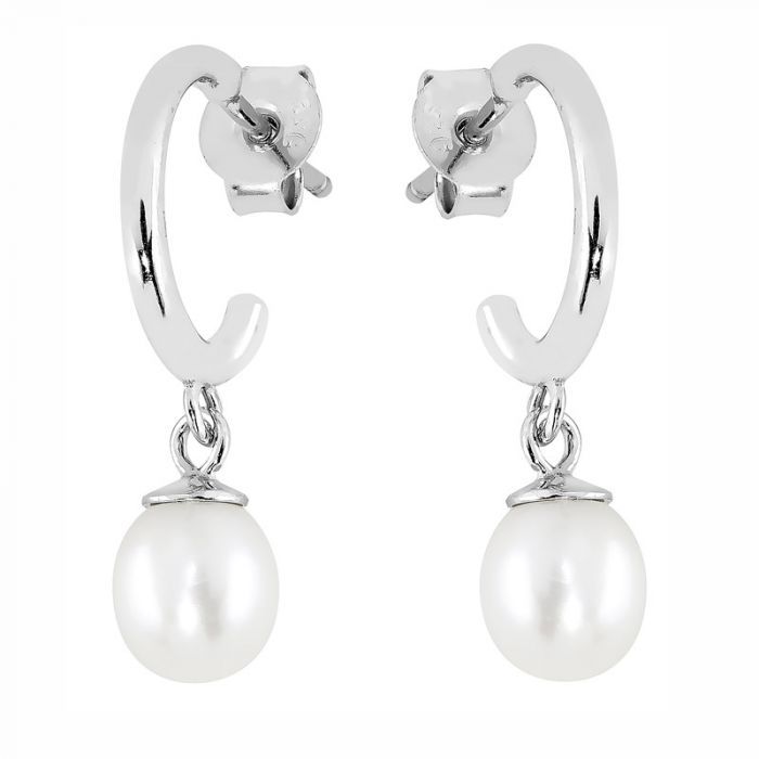 Hopeiset korvakorut, helmi PEDS0889