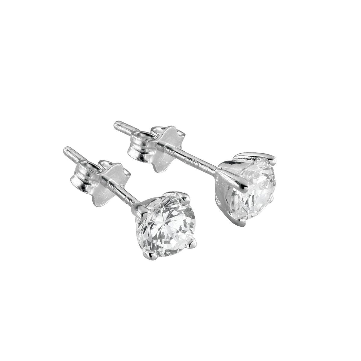 Hopeiset tappikorvakorut, zirkonia 5mm 10020 A-18