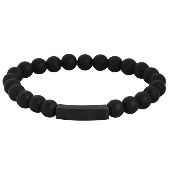 Musta teräsrannekoru SS581 BLK AGATE