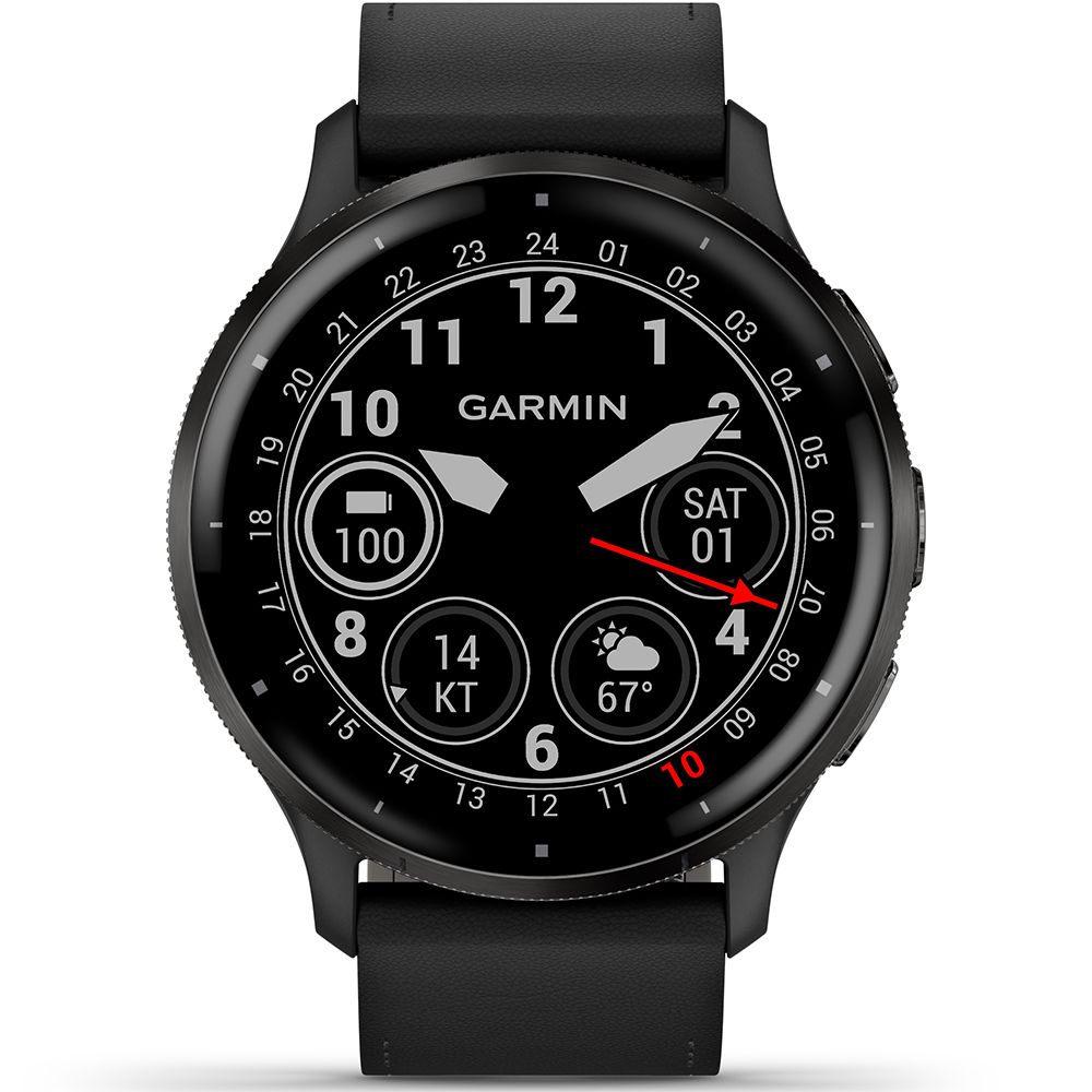 Garmin Venu 3 grafiitinharmaa kehä, musta runko ja musta nahkaranneke 010-02784-52