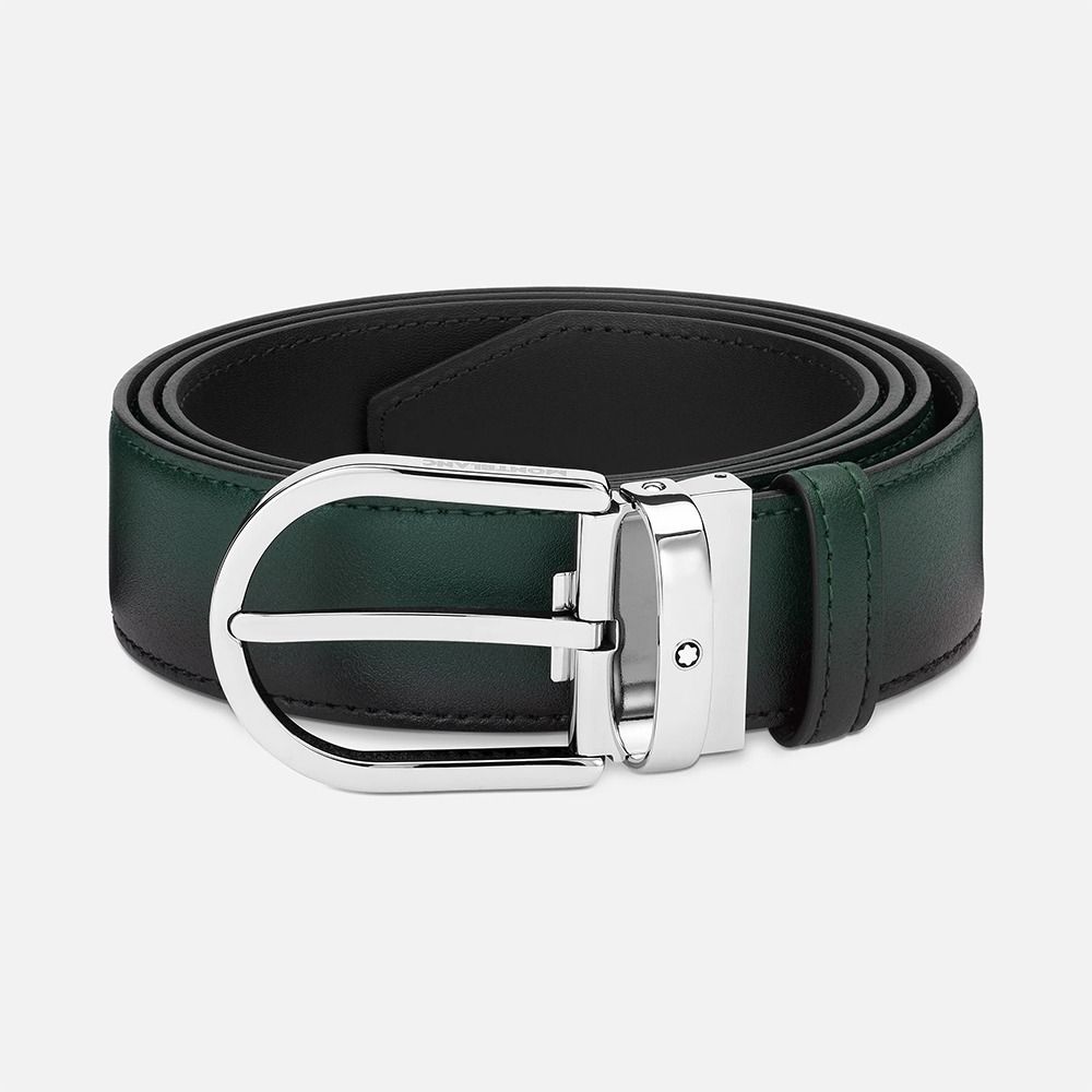 Montblanc Horseshoe Buckle Sfumato British Green 35mm Belt MB198644