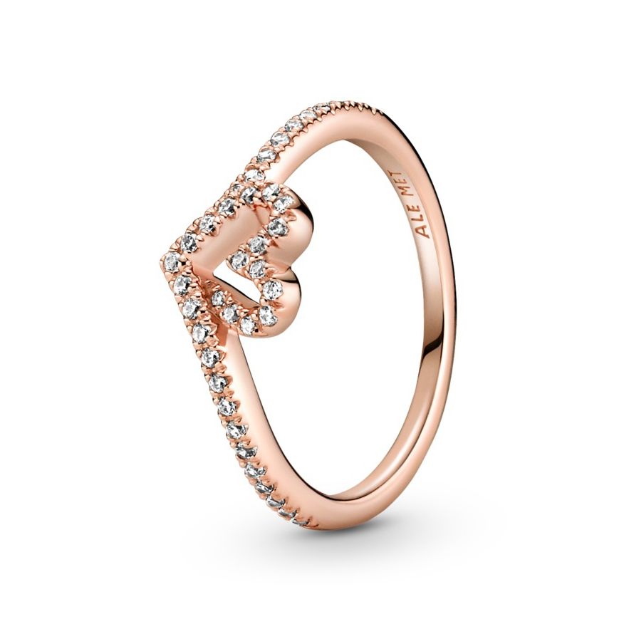 Pandora Rose Sparkling Wishbone Heart ring 189302C01