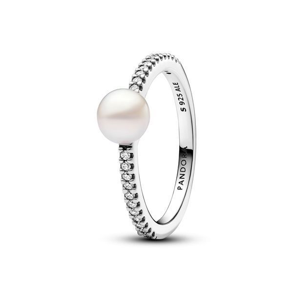Pandora Timeless Treated Freshwater Cultured Pearl & Pavé Ring 193158C01