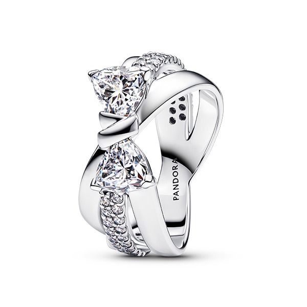 Pandora Sparkling Bow Crossover Ring 193553C01