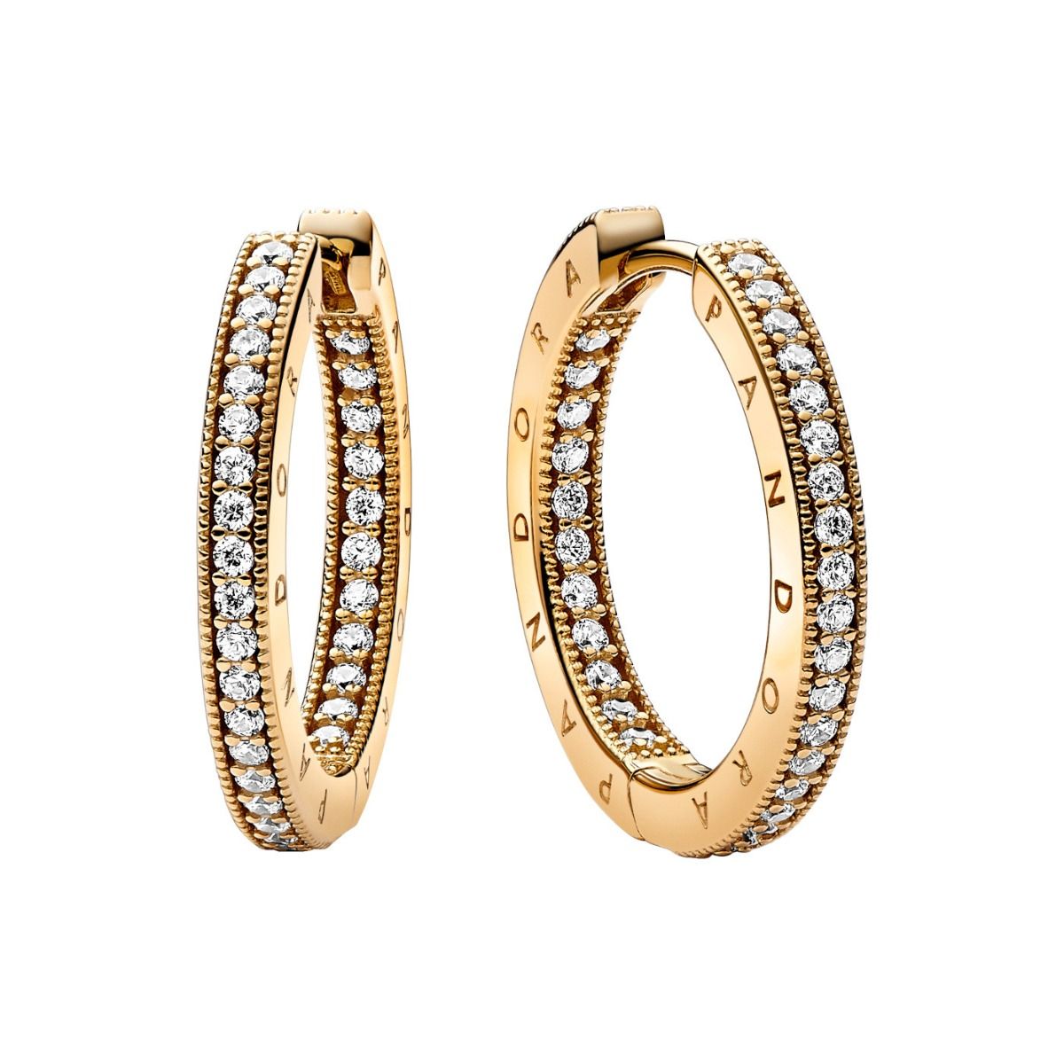 Pandora Signature Logo & Pavé Hoop Ohrringe 262738C01