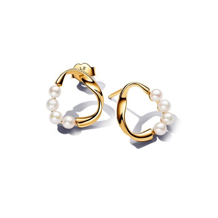 Pandora Organically Shaped Circle & Treated Freshwater Cultured Pearls Ohrringe 263276C01