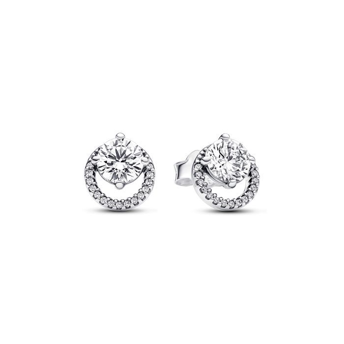 Pandora Sparkling Round Halo Ohrringe 291248C01