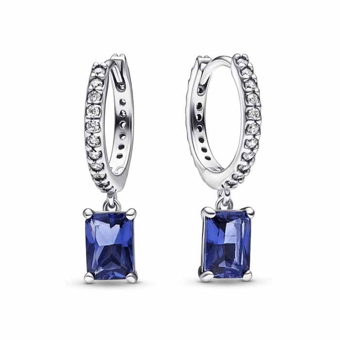 Pandora Timeless Blue Rectangular Sparkling Ohrringe 292381C01