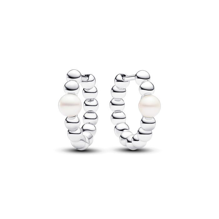 Pandora Treated Freshwater Cultured Pearl & Beads Hoop Ohrringe 293178C01