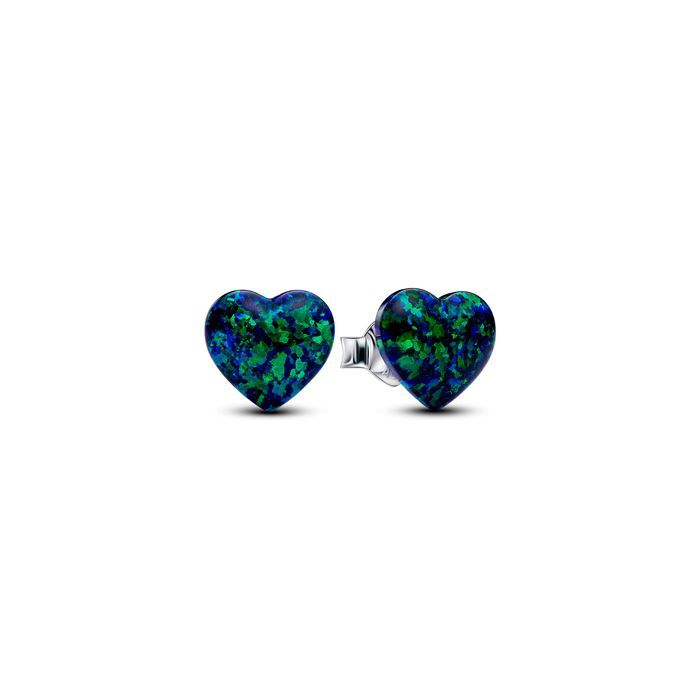 Pandora Opalescent Green Heart Stud Ohrringe 293356C01