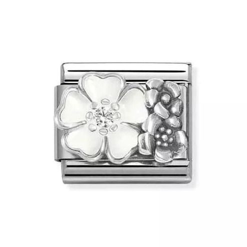 Nomination Silvershine valkoinen kukka 330325/01