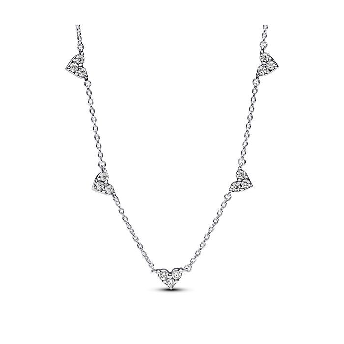 Pandora Triple Stone Heart Station Chain Halskette 393160C01-45