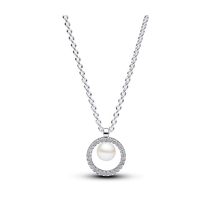 Pandora Treated Freshwater Cultured Pearl & Pavé Collier Halskette 393165C01-45