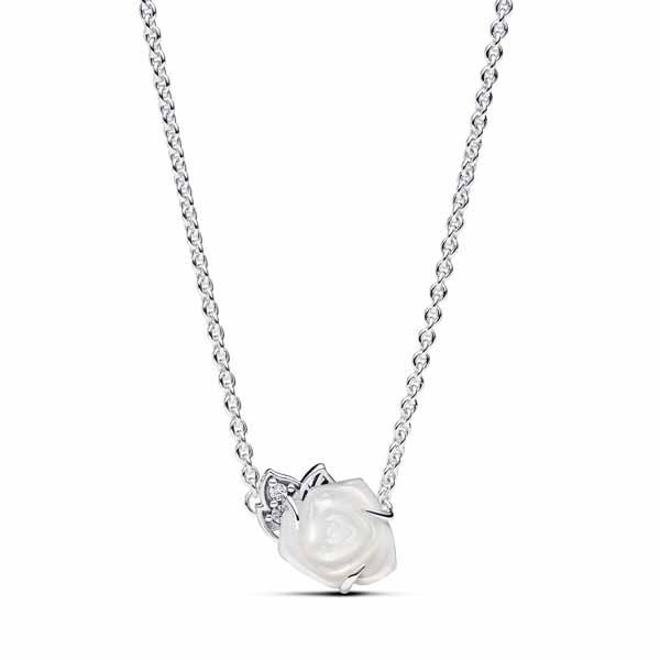 Pandora White Rose on Bloom Halskette 393206C01-45