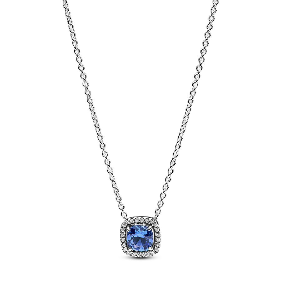 Pandora Sparkling Square Blue Halo Pendant Halskette 393560C01-45