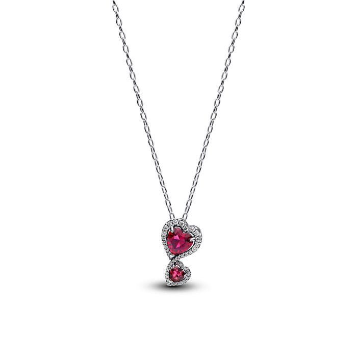 Pandora Red Halo Hearts Pendant Halskette 393658C01-60