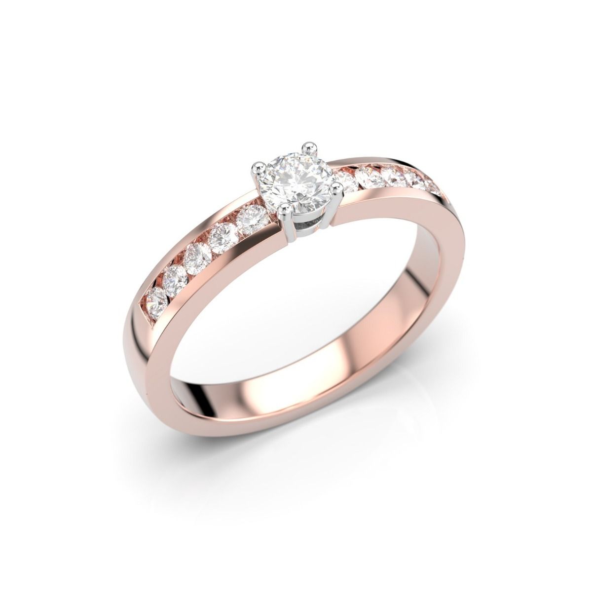 Festive Venice Solitaire timanttisormus, puna- ja valkokulta 400-040-PV