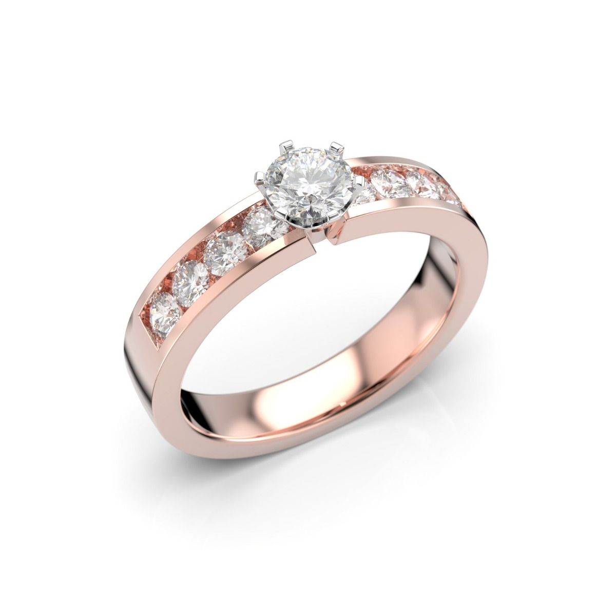 Festive Venice Solitaire timanttisormus, puna- ja valkokulta 407-070-PV