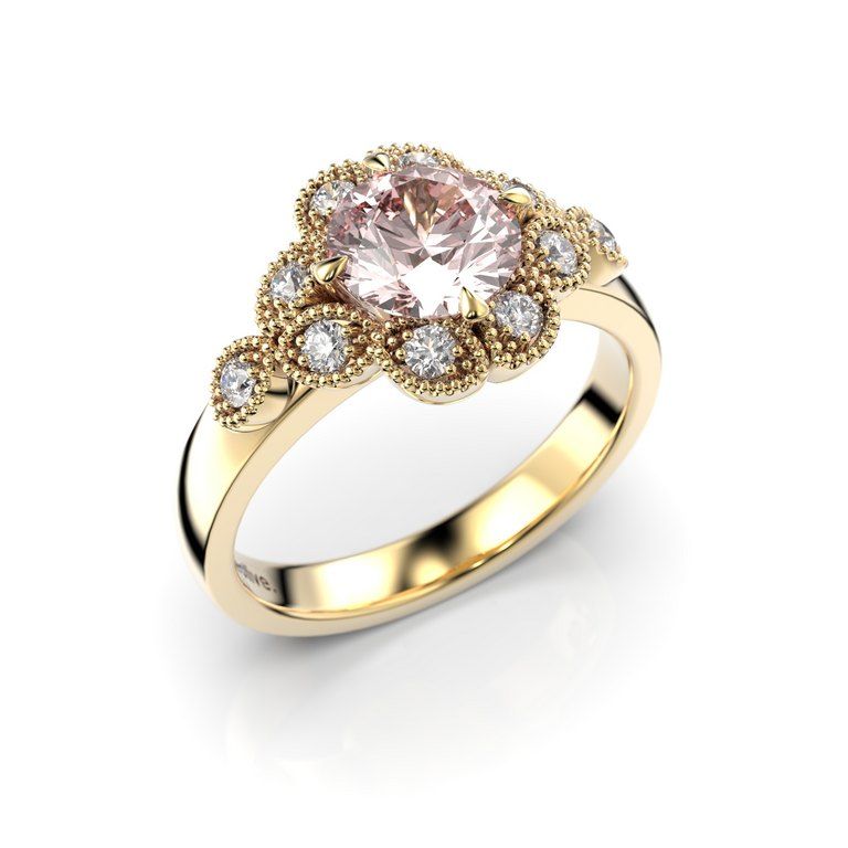 Festive Lotus Diamant Ring / Morganit 14-524-120M-KK-HSI1