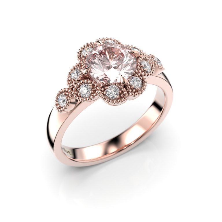 Festive Lotus Diamant Ring / Morganit 14-524-120M-PK-HSI1