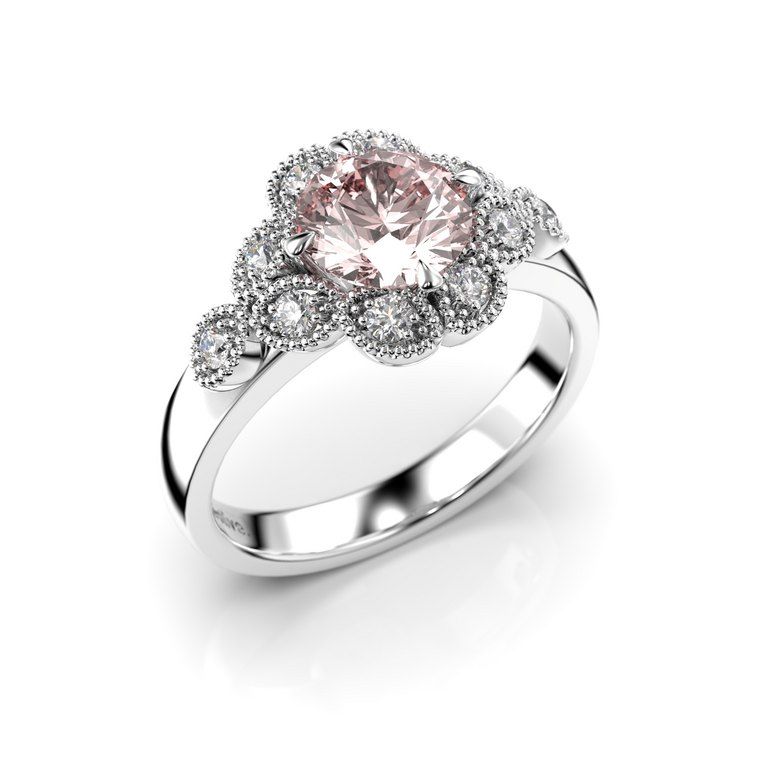 Festive Lotus Diamant Ring / Morganit 14-524-120M-VK-HSI1