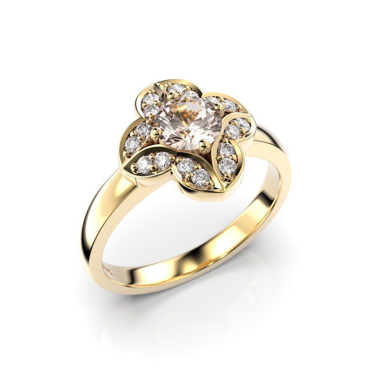 Festive Magnolia Diamant Ring / Morganit 14-527-061M-KK-HSI1