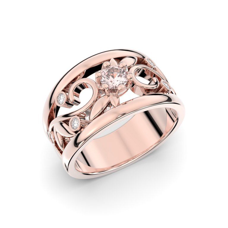 Festive Metsän Aarre Morganite Diamant Ring 14-538-029M-PK-HSI1