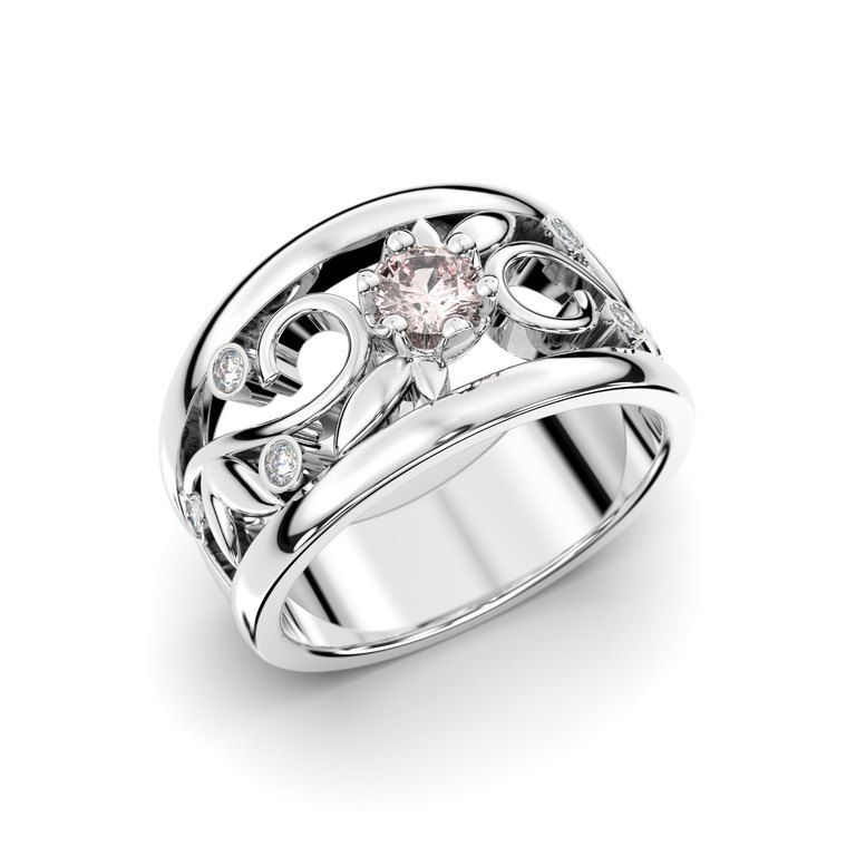 Festive Metsän Aarre Morganite Diamant Ring 14-538-029M-VK-HSI1