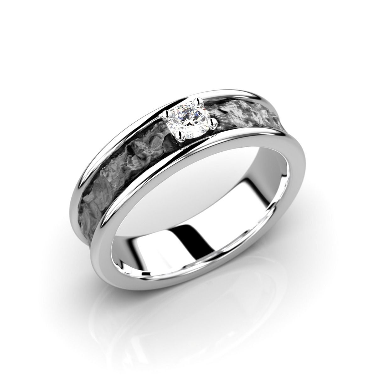 Festive Peruskallio timanttisormus, platina ja musta rodinointi 540-015-PTM