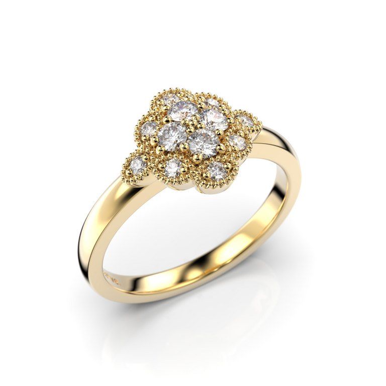 Festive Little Lotus Diamand Ring 14-541-020-KK-HSI1